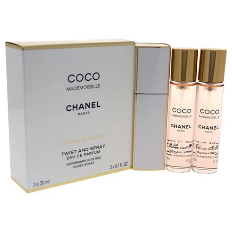 chanel coco mademoiselle eau de parfum twist and spray set|coco chanel mademoiselle travel size.